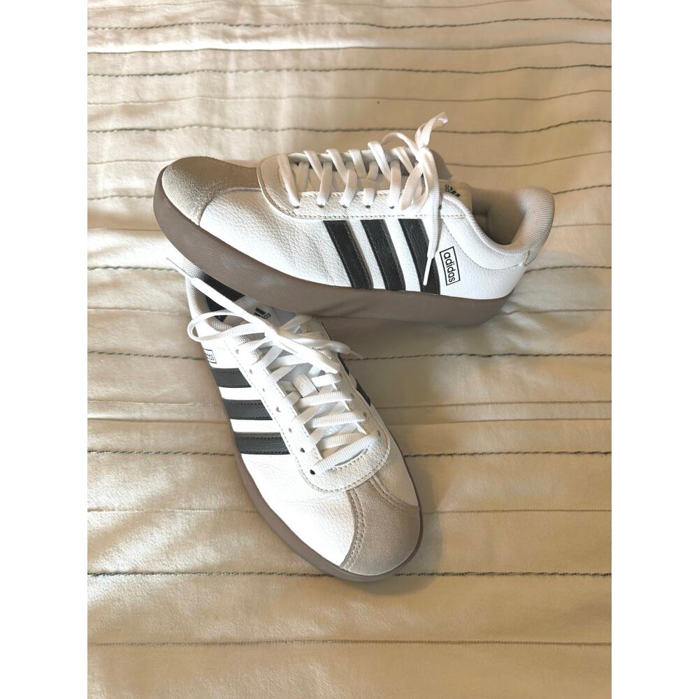 Adidas VL Court 3.0 Sneakers - White & Black Stripes